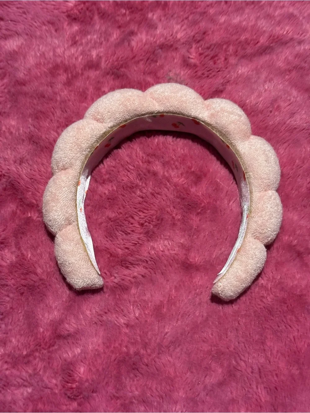 Plush Pink Scalloped Headband - Soft Padded Fashion Accessory